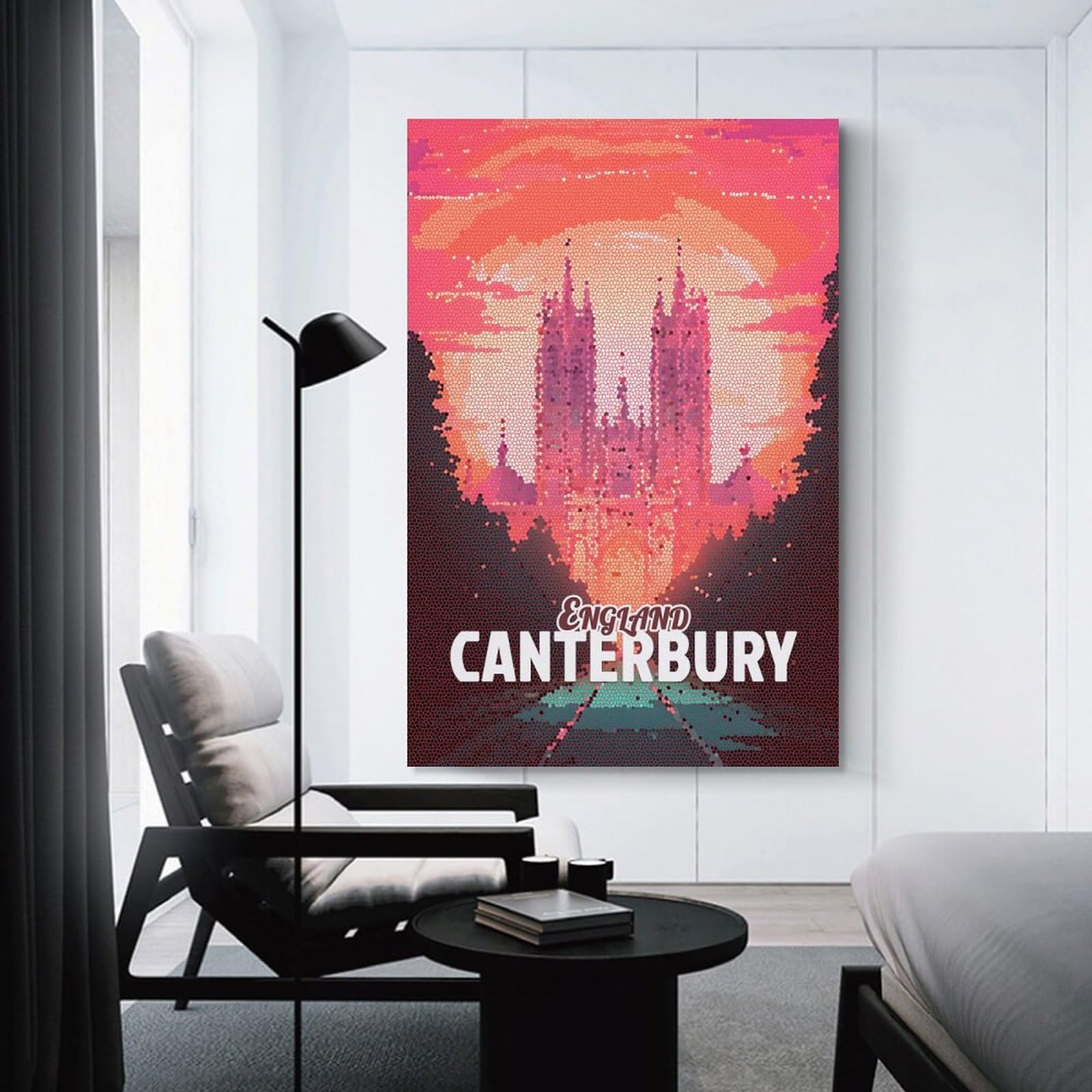 Junmoney England Canterbury Mosaic Art Room Decor Wall Art 24x36inch(60x90cm), for Bedroom Walls, Guest Spaces Or Lounges, An Easy Wall Refresh for Bedrooms
