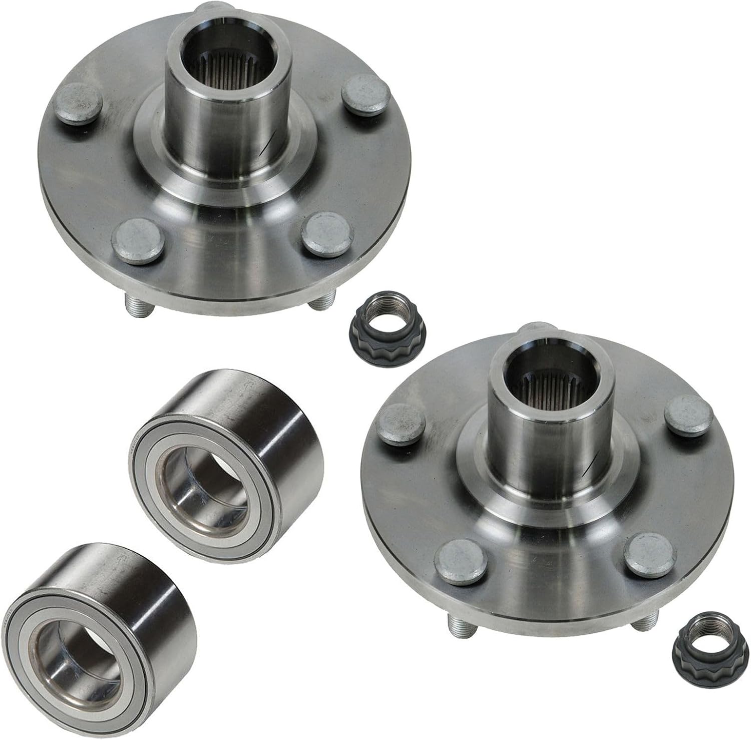 Front 4 Piece Wheel Bearing & Hub Kit Compatible with 2004-17 Toyota Camry, 2007-18 Lexus ES350, 2004-10 Toyota Sienna, 2005-18 Avalon, 2007-09 Lexus RX350, 2001-07 Toyota Highlander & More