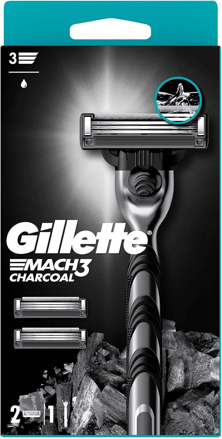 Gillette Mach3 Charcoal Tıraş Makinesi + 2 Adet Yedek Tıraş Bıçağı