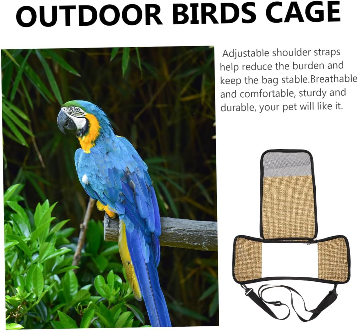 POPETPOP 1pcs Parrot Carrier Bag Breathable Cross Body Pet Pouch for Outdoor Travel Comfortable Handheld Design for Parrots and Birds Removable Tray Included