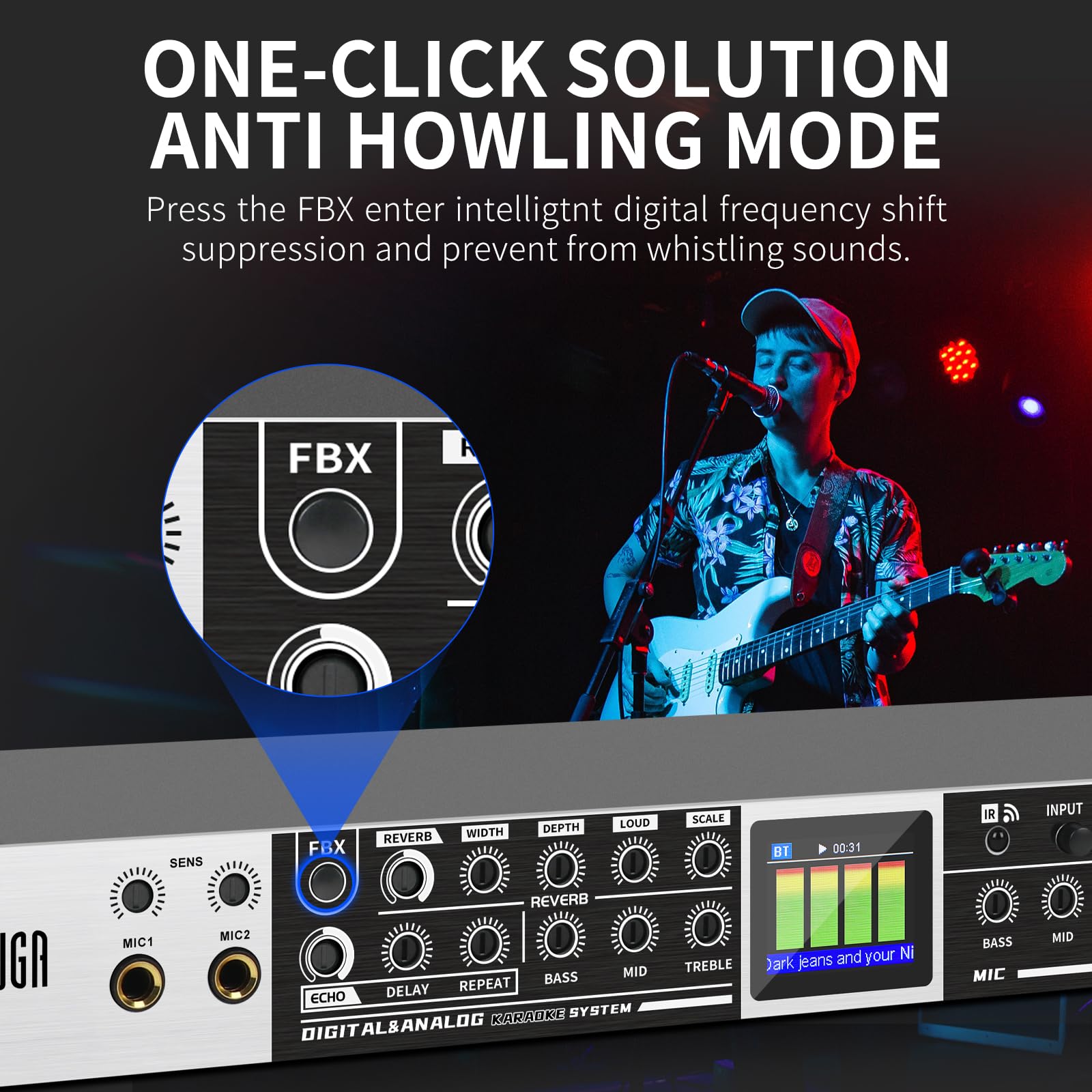 XTUGA Professional KTV Digital Pre-stage Effector FX50RV Anti-howling ...