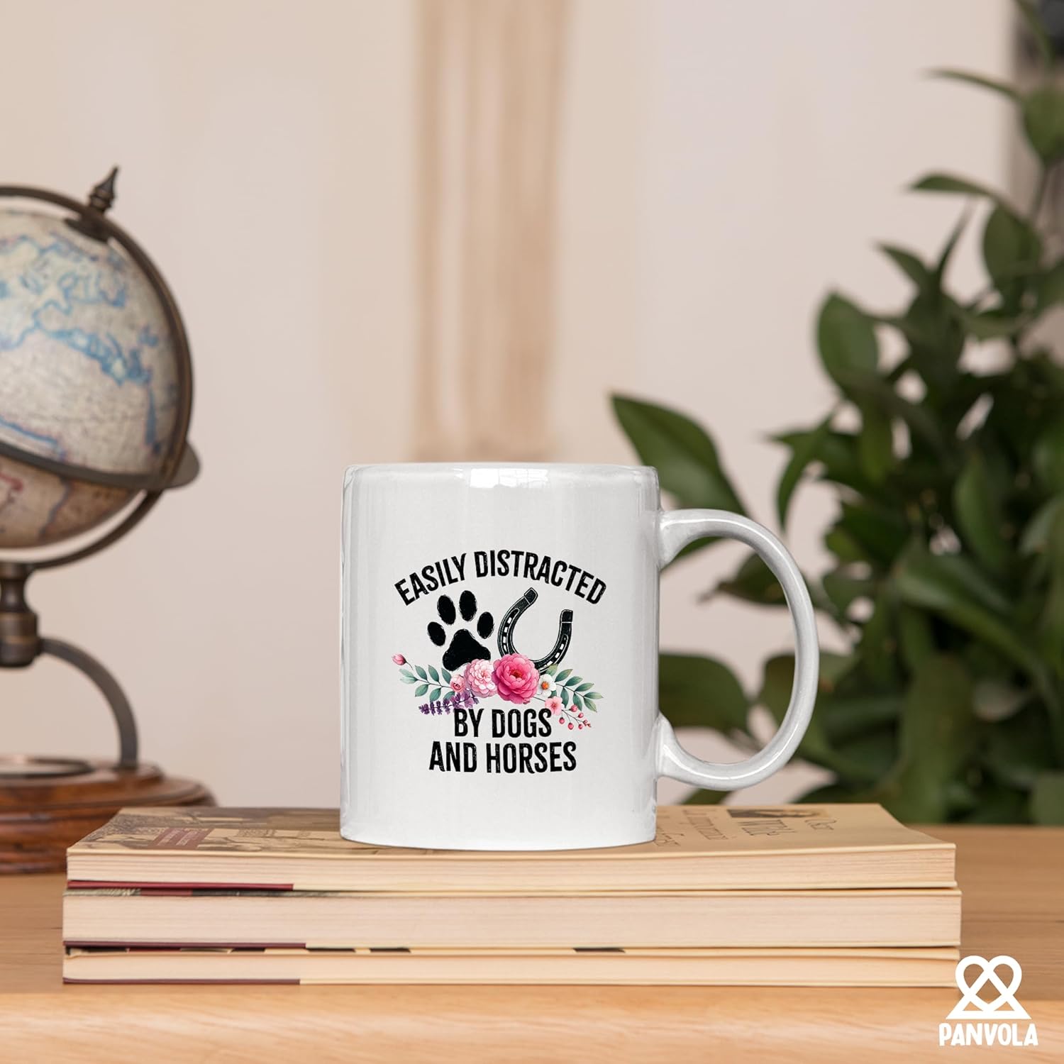 Panvola Easily Distracted By Dogs And Horses Dog Lover Gifts Horse Lover Gifts Farm Animals Dog Mom Dad Animal Lovers Equestrian Novelty Drinkware Ceramic Mug 11 oz White - Image 4