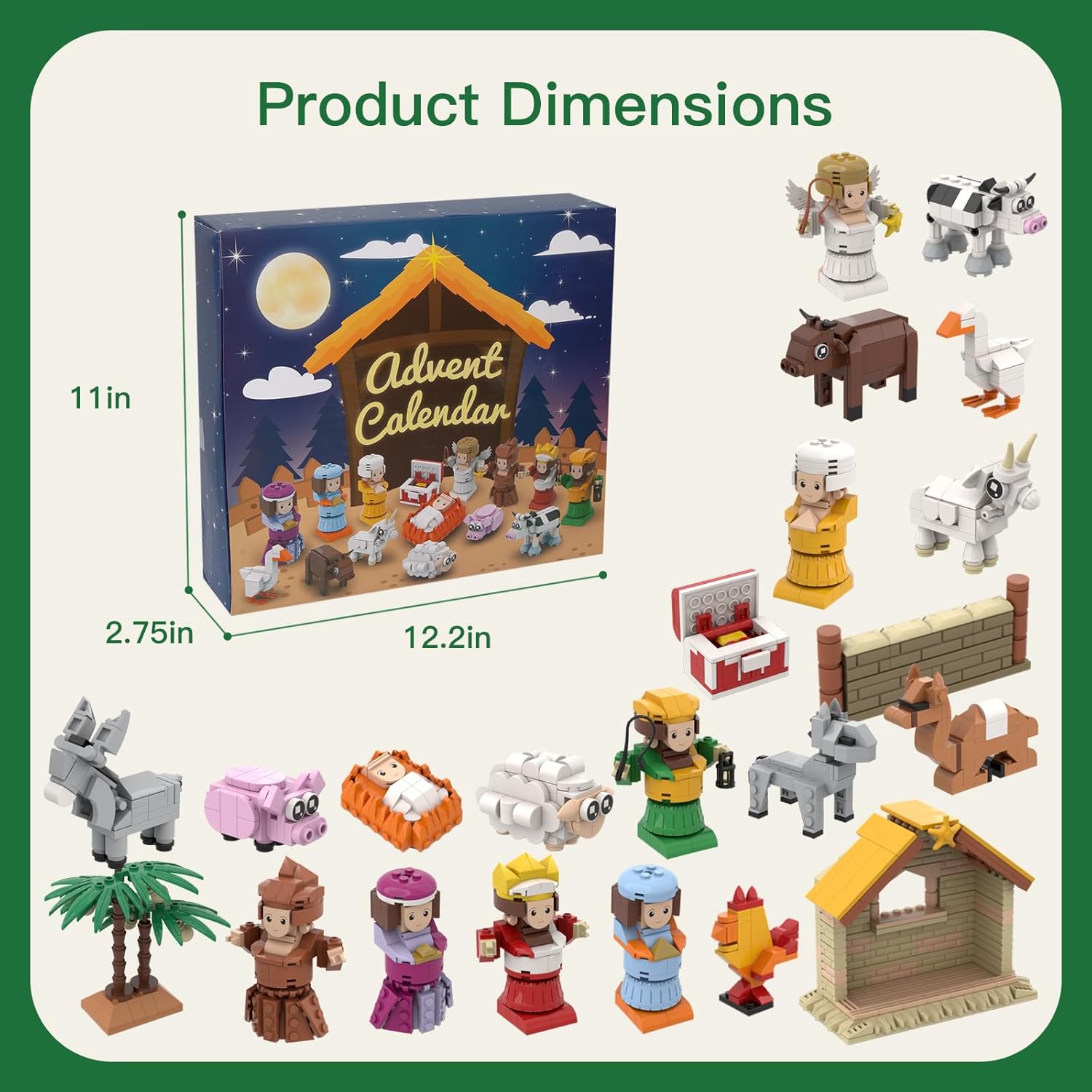 Nativity Advent Calendar 2025 Build Blocks Jesus Christmas Advent Scene Gifts Individual Packaging