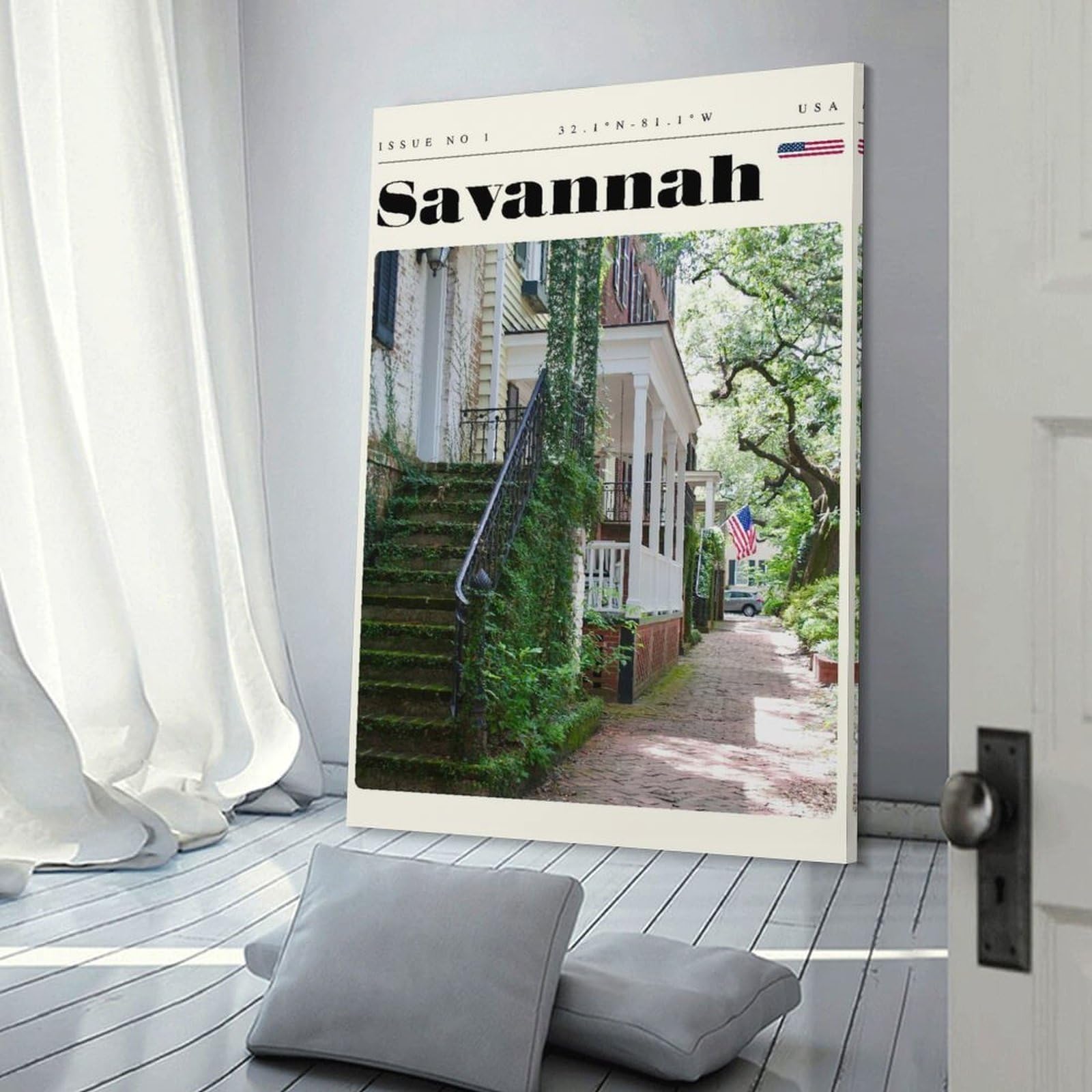 Junmoney Savannah Georgia Travel Art Wall Art Print, 08x12inch(20x30cm), for Workspace Walls, Study Corners Or Bedrooms, A Smart Decor Choice for Study Walls
