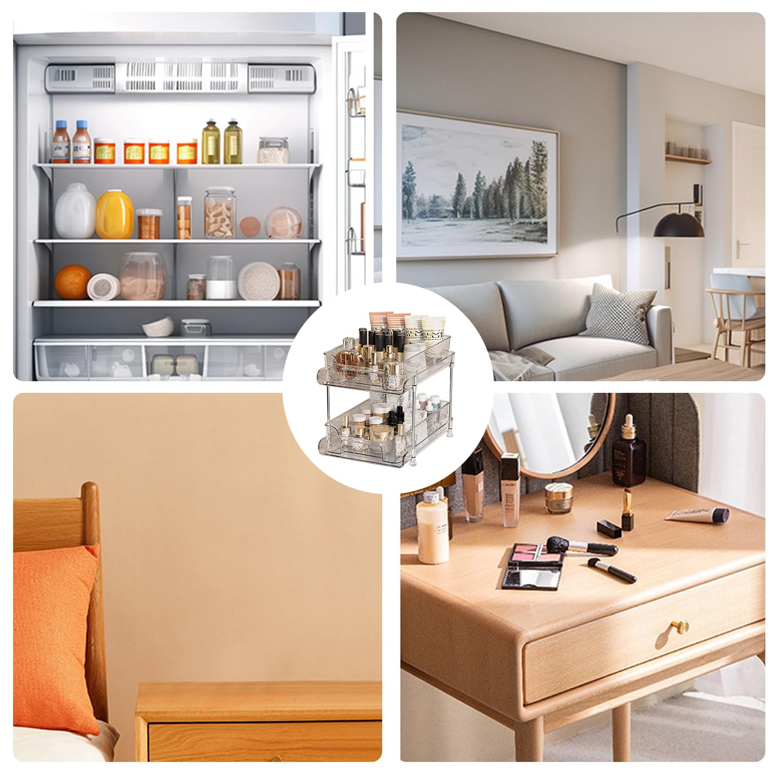 Elegantes organizadores de cosméticos extraíbles, resistentes para entusiastas del maquillaje, estante de almacenamiento transparente, organizador de cosméticos, suministros para minoristas