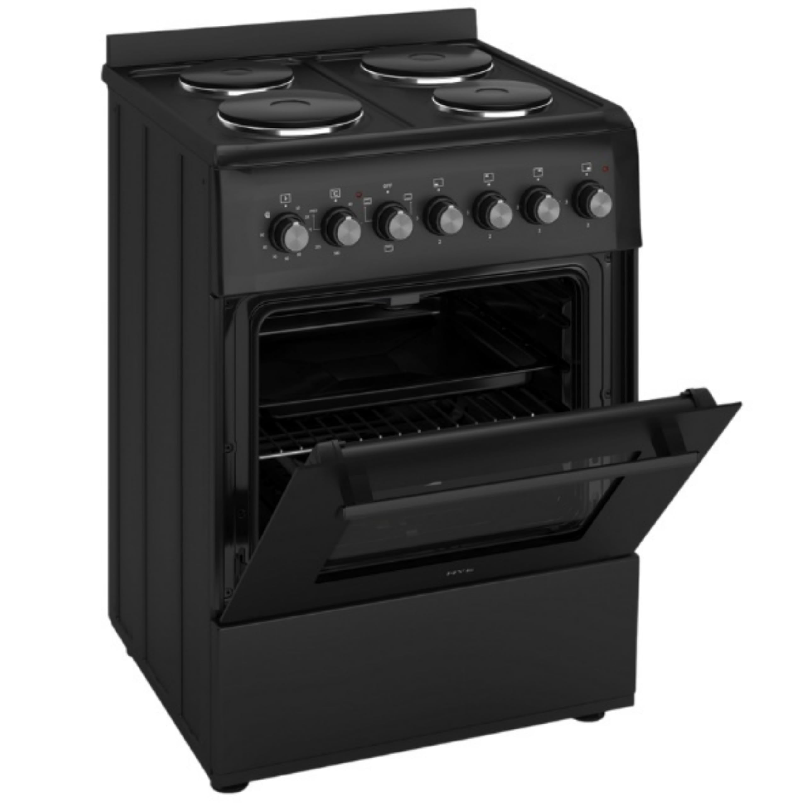 Cooker - Electric Cooker, 4 Hotplates, 62L Electric Oven, Smart Cooking Controls & Programs, 60cm Width, Freestanding Design, Matte Black, Perfect For Family Homes - C01FS60E17 — view 6