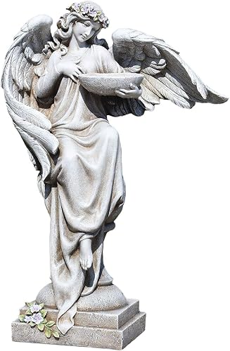 Joseph's Studio by Roman, Angel with a Birdbath Garden Decor, Religious Outdoor Decor,