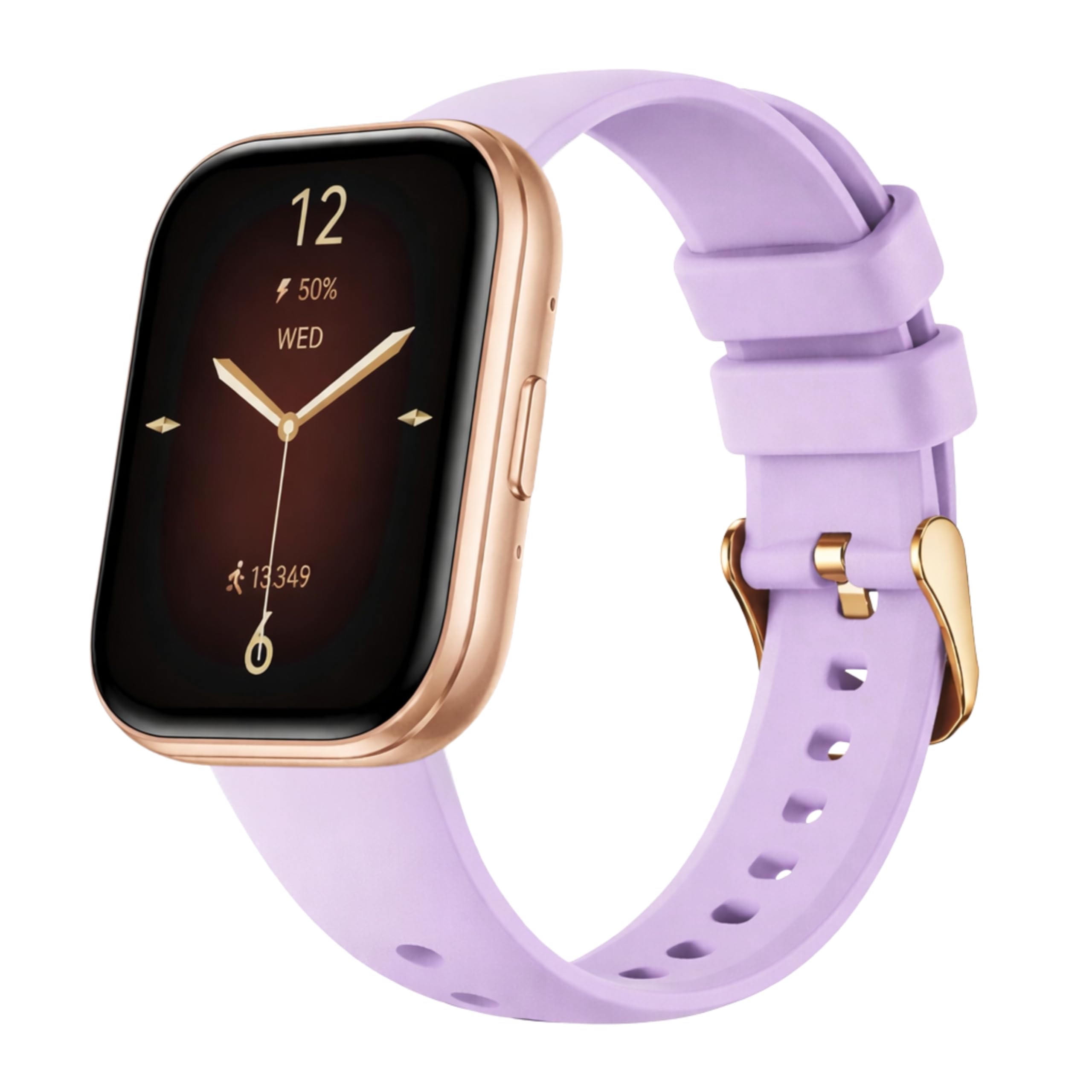 Smartwatch damski IW5 Lilac, wyświetlacz TFT 1,75", rozdzielczość 249 x 296, Smart Watch kompatybilny z systemem Android, Fitness Tracker, funkcje zdrowotne – fioletowy + złota bransoletka z