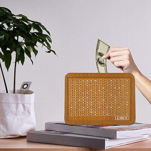 Miniatura 4 de Alcancía para niños de gran capacidad de madera con contador, caja de portería de dinero retro para niños D