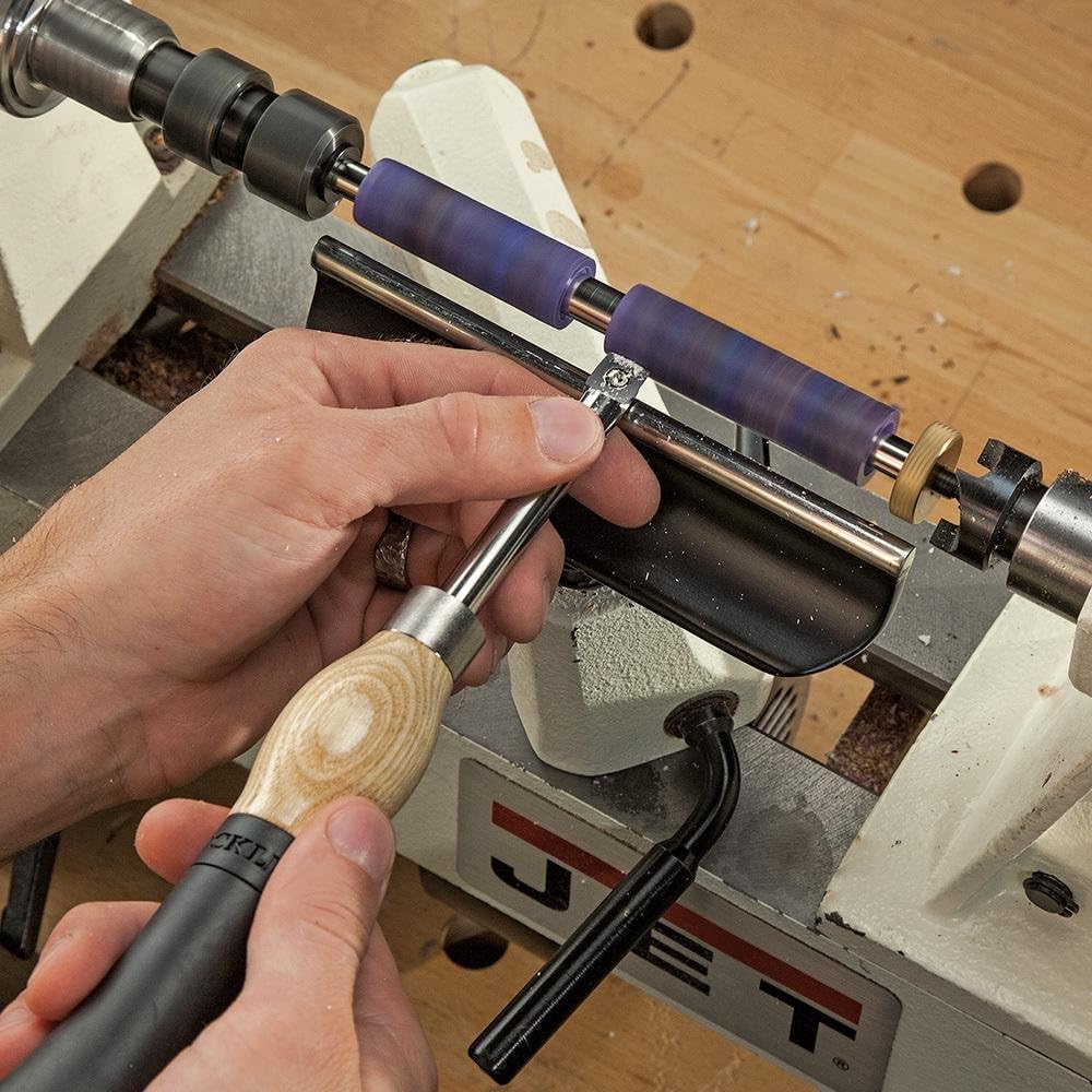 ROCKLER Ergonomic Wood Turning Tools w/ 2 Carbide, 1 HSS Cutters - Pen-Turning Replaceable, Rotatable Cutter Mini Tool Set - Carbide Turning Tools w/Rubber Handles – Pen Turning Supplies