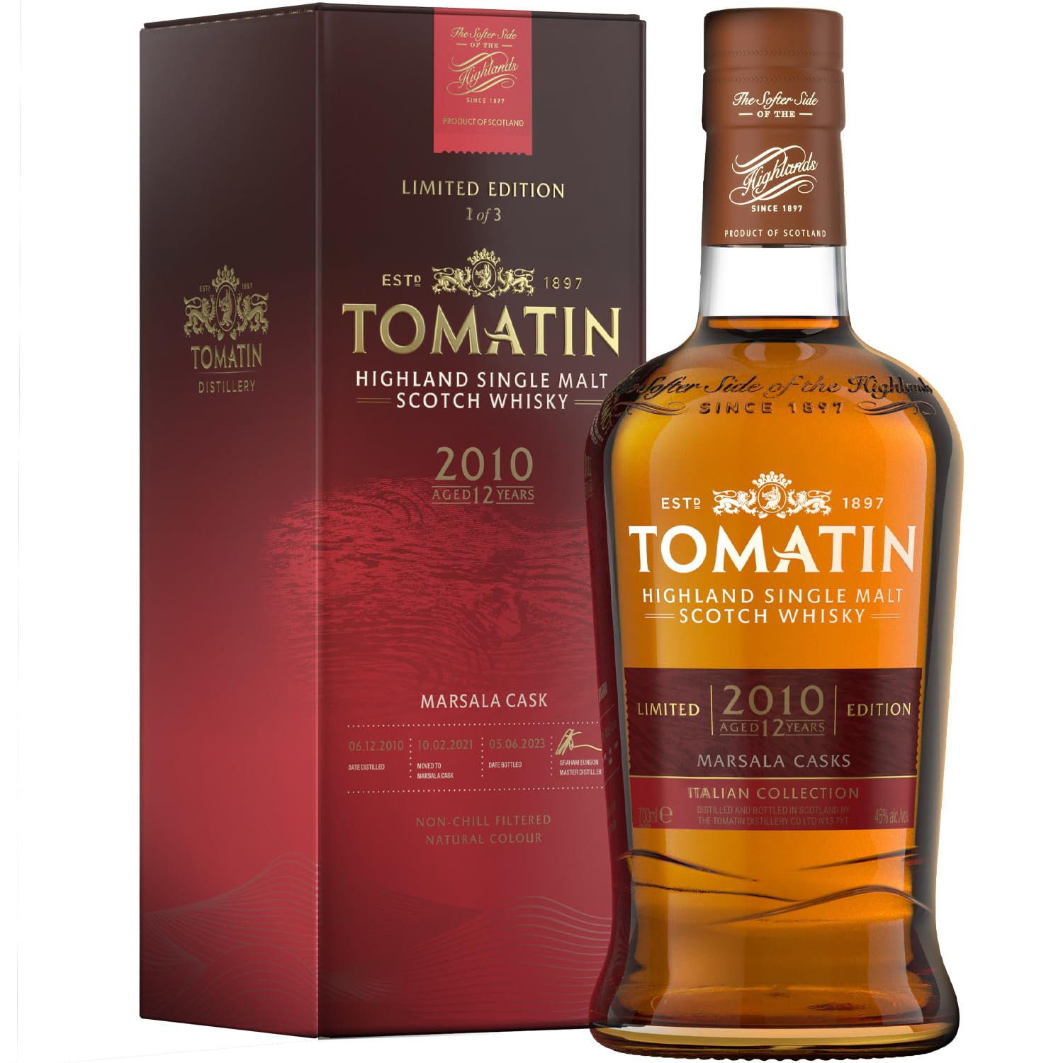 The Italian Collection Marsala Edition Single Malt Scotch Whisky 700ml – Highland Malt Whisky Matured in Marsala Wine Casks – 46% ABV, Non-Chill Filtered, Natural Colour, Limited Edition