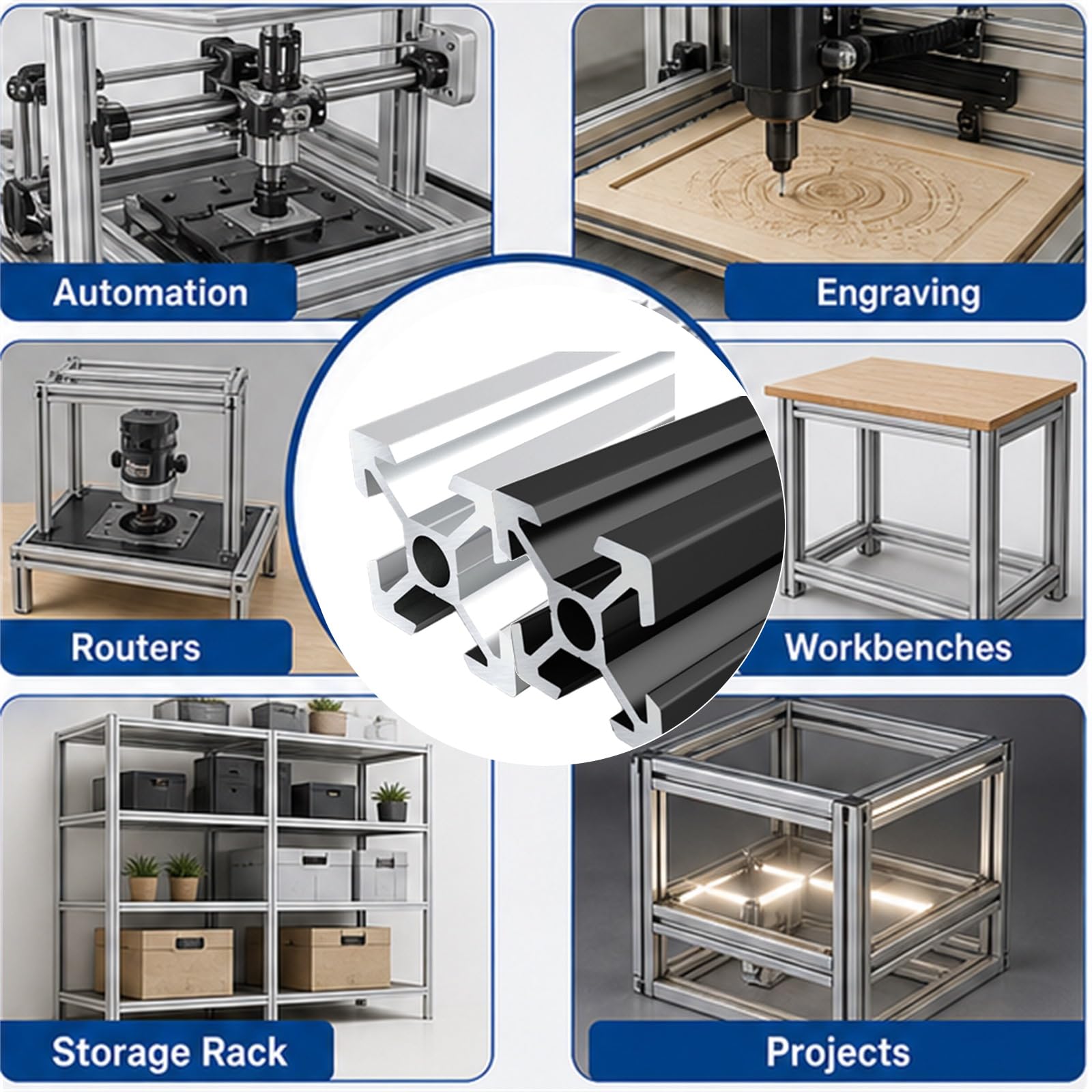 Profil Alu FüR Aluprofil,Linearschienenprofilrahmen,Aluminium Alu Profil Eloxiert,Hohe WitterungsbestäNdigkeit,FüR 3D-Drucker DIY CNC-Maschinen Uzw