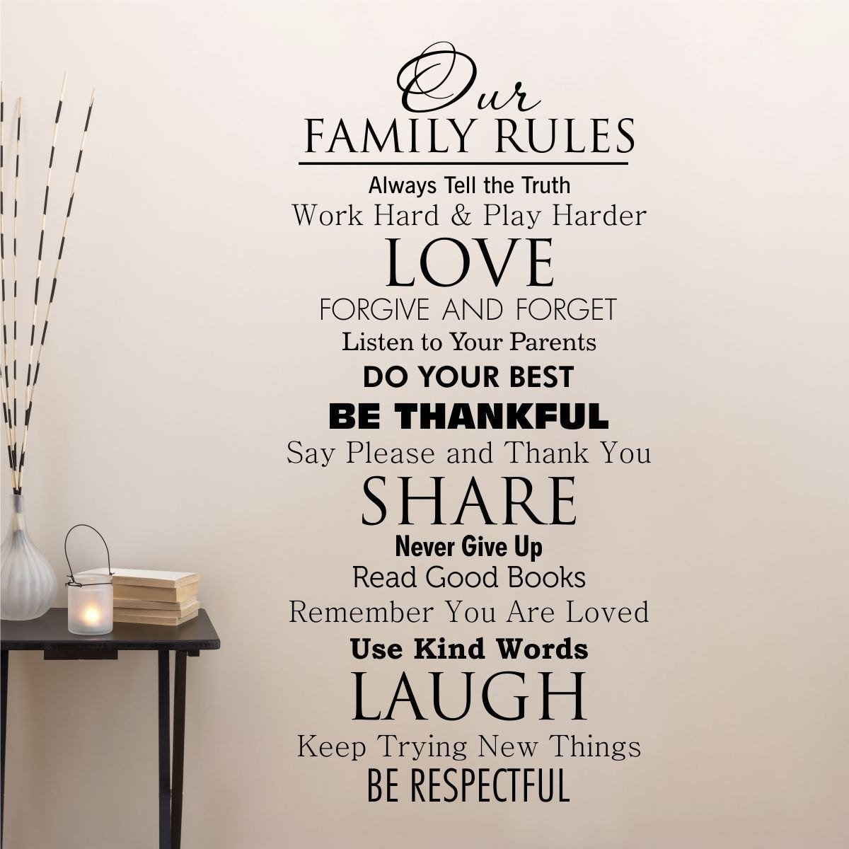 Amazon Com Ditooms Family Quotes Wall Decal Our Family House Rules Home Love Do Your Best Wall Art Vinyl Decal For Room Decor Kitchen Dining