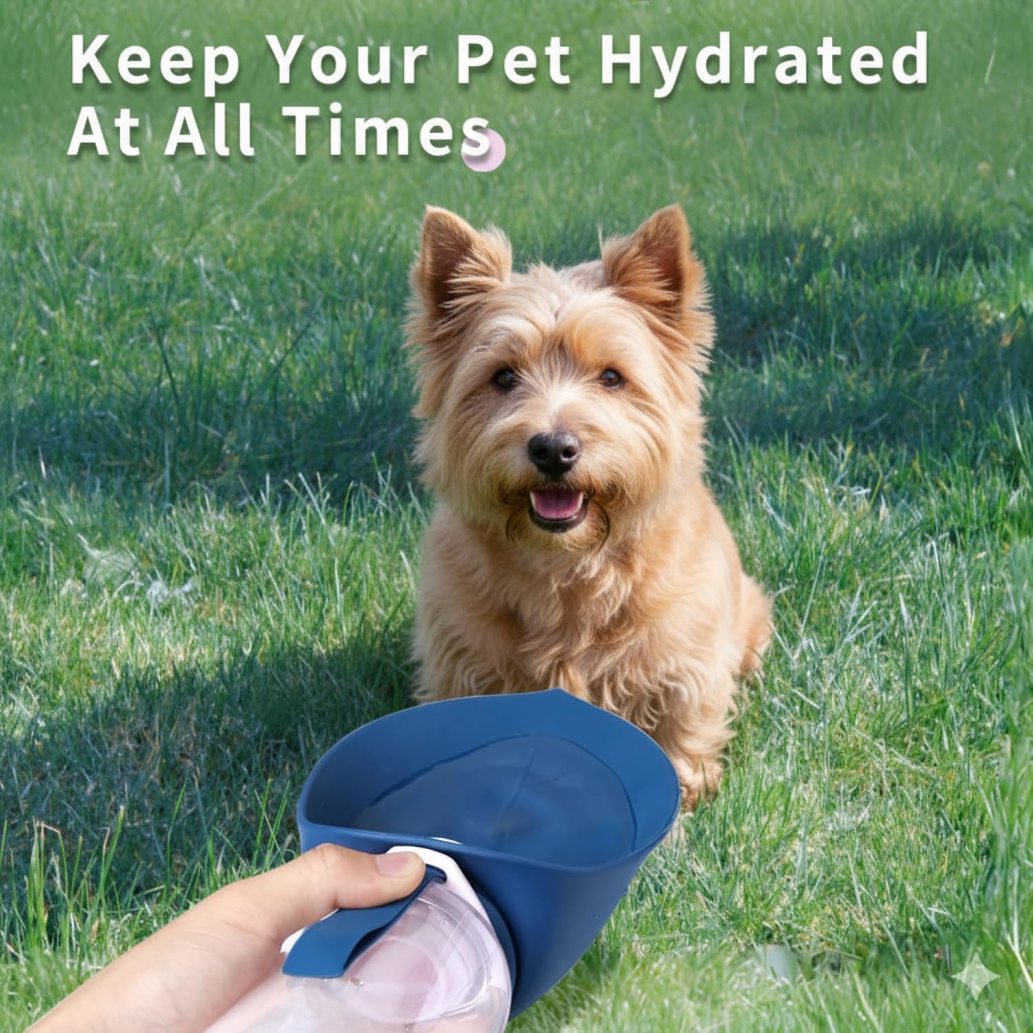 Dog Water Bottle,Portable Pet Water Bottle for Walking Leak Proof Foldable Puppy Dog Water Dispenser for Outdoor, Travel, Hiking (Dark Blue, 330ml+150ml) 3