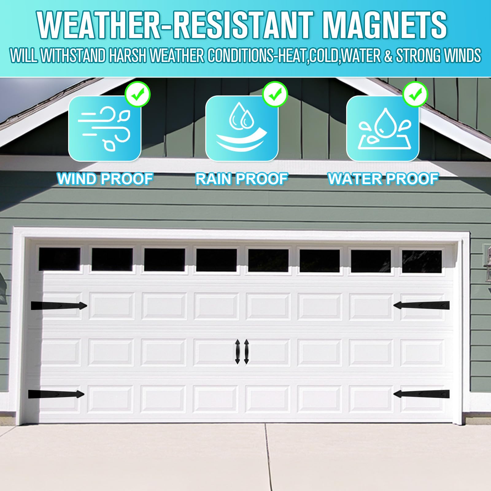 Magnetic Garage Door Hardware,Garage Door Magnetic Decorative Hardware 8 Hinges + 4 Handles for Iron Door,Easy Install,Durable & Waterproof (Classics Style,2 Pack) — Amazon image 7