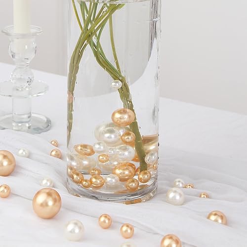 Miniatura 9 de Efavormart - Juego de 200 cuentas de perlas de imitación brillantes de color blanco y dorado, sin agujeros, para manualidades