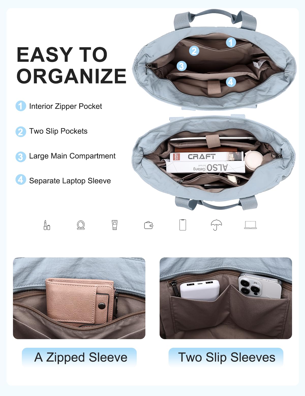 VASCHY Puffer Tote Bag dla kobiet, pikowana torba na ramię z kieszenią na ramię