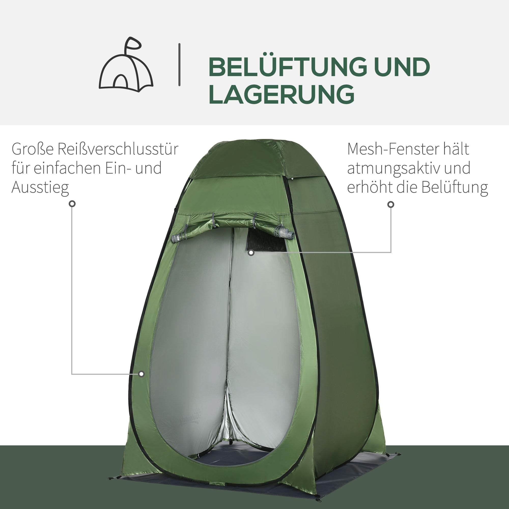 Outsunny Pop up Duschzelt Toilettenzelt Camping Umkleidezelt mit Tragetasche Mobile Outdoor Toilette Umkleidekabine Lagerzelt 126 x 124 x 189 cm