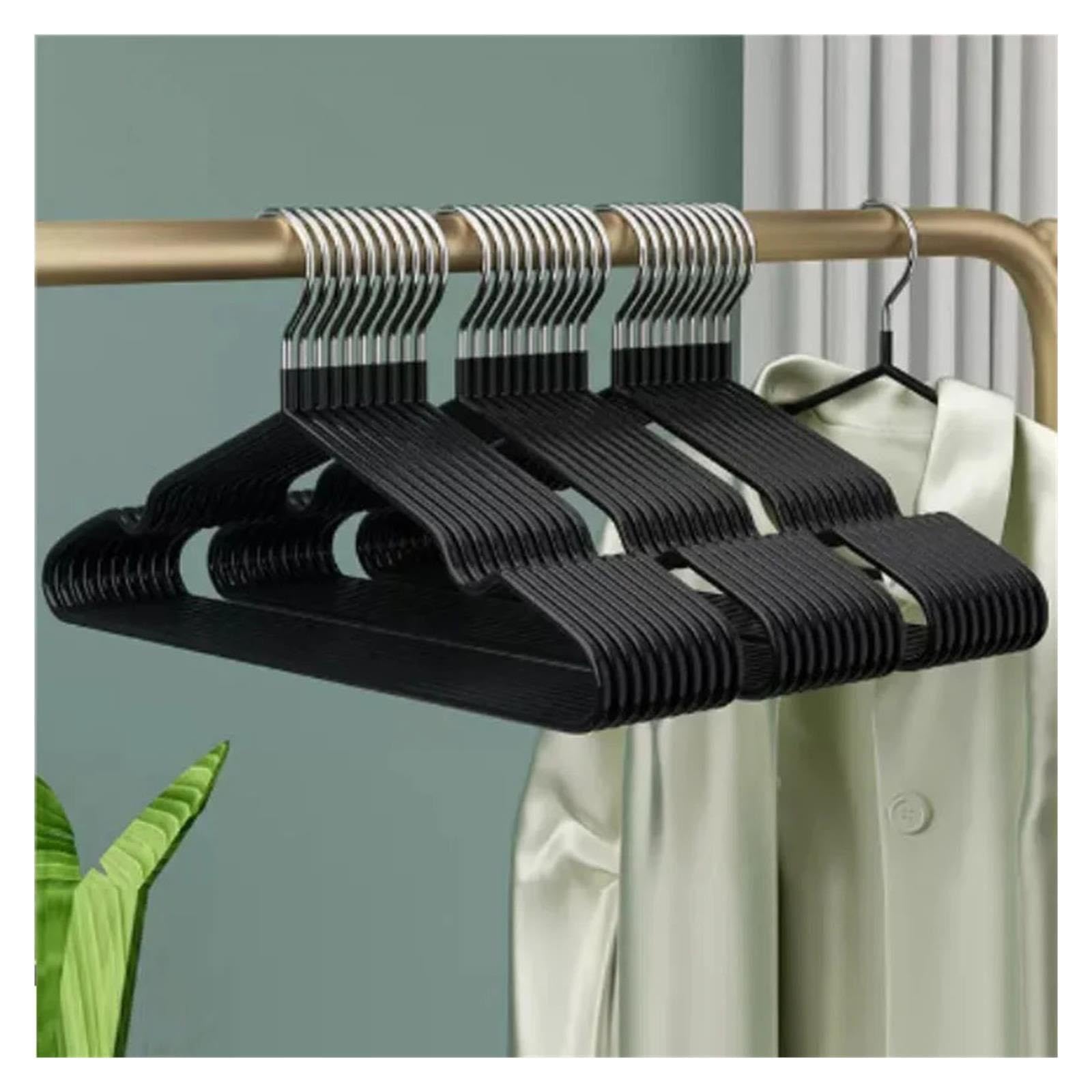 10 stücke Erwachsene PlasticsClothe Hängen Rack Kleiderbügel Nicht-Slip Trockenen Tragbare Haushalts Tuch Kleid Organizer Closet Space Saver(B-Black)