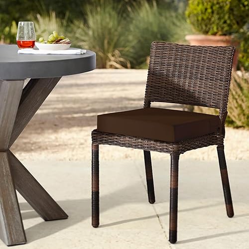 Miniatura 7 de downluxe Juego de 2 cojines impermeables para sillas de exterior, 19 x 19 x 3 pulgadas, cojines para sillas de patio con lazos y mango