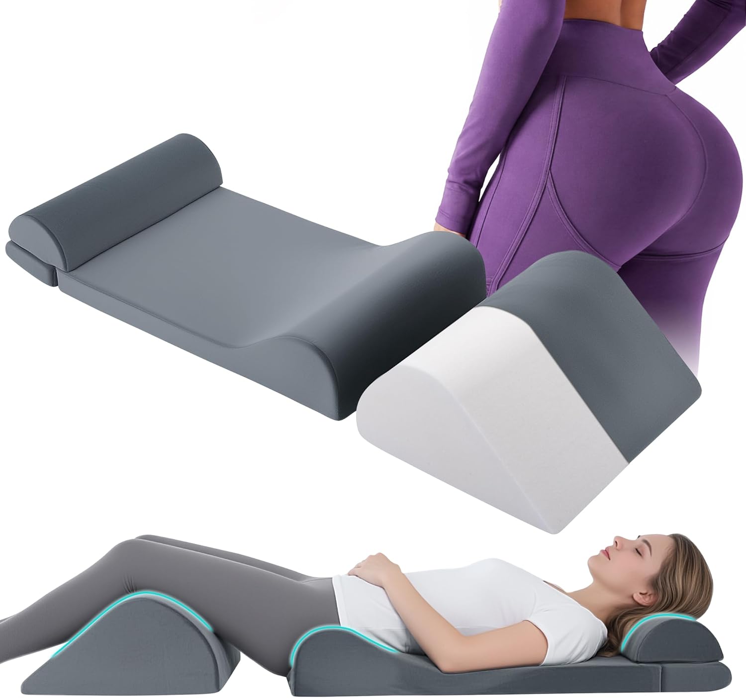 HOMBYS 3-Piece BBL Pillow After Surgery for Sleeping, BBL Sleeping Pillow Set with Leg Wedge and Head Support Cushion, 3 PCS Brazilian Butt Lift Recovery Set for Brazilian Butt Lift Surgery Recovery