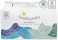 HealthyBaby EWG Verified Diapers Size 1 (7-14 lbs) | Organic Cotton, Plant-Based, Microbiome-Friendly, 12-Hour Leak Proof, TCF 42 Ct