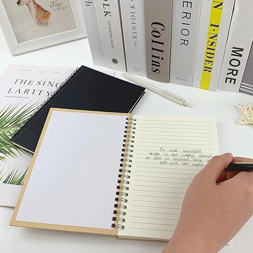 Miniatura 4 de Paquete de 2 cuadernos de espiral con tapa dura a rayas universitarias, bloc de notas para estudiantes, oficina y diario de negocios, 120 páginas