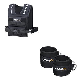 APEXUP Adjustable Weighted Vest 40lbs Ankle Strap for Cable Machine Pair