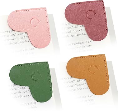 Personalized Initial Leather Heart Bookmark,Cute Corner Page Marker,Reading Accessories for Teachers Students Kids Book Lovers Women Gift,for School Office Home Supplies C4 Pcs