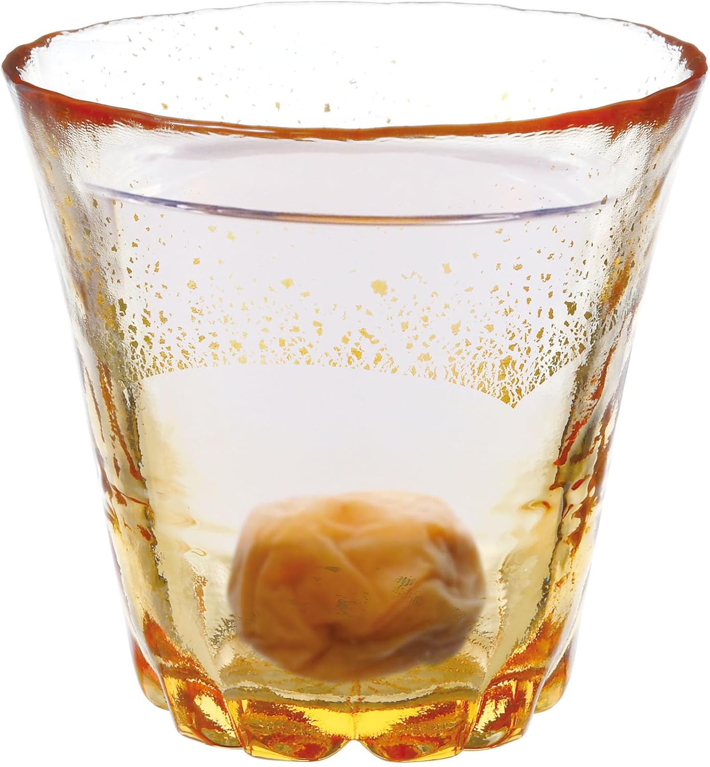 Toyo Sasaki Glass 42160TS-G-LGAB Shochu Glass, Wagarasu Temperature, Fujimi Sakura, Hot Water Shochu Gurasu, Amber Gold Foil, Made in Japan, Yellow, 9.1 fl oz (270 ml)