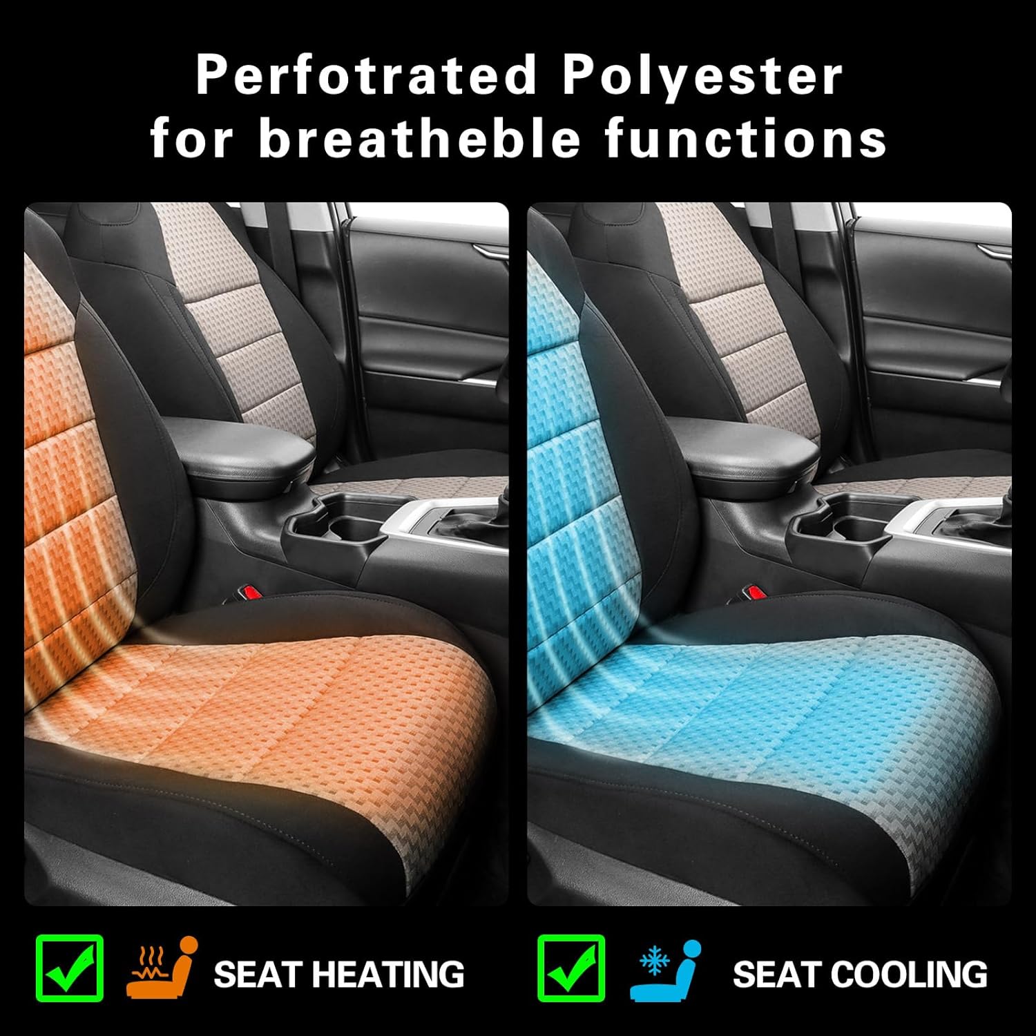 coverdream Car Seat Covers Custom Fit for 2023-2025 Toyota Corolla Cross Hybrid S,SE,XSE,Nightshade,Full Coverage,Airbag Compatible Polyester Car Seat Protector (Full Set,Black/Beige)