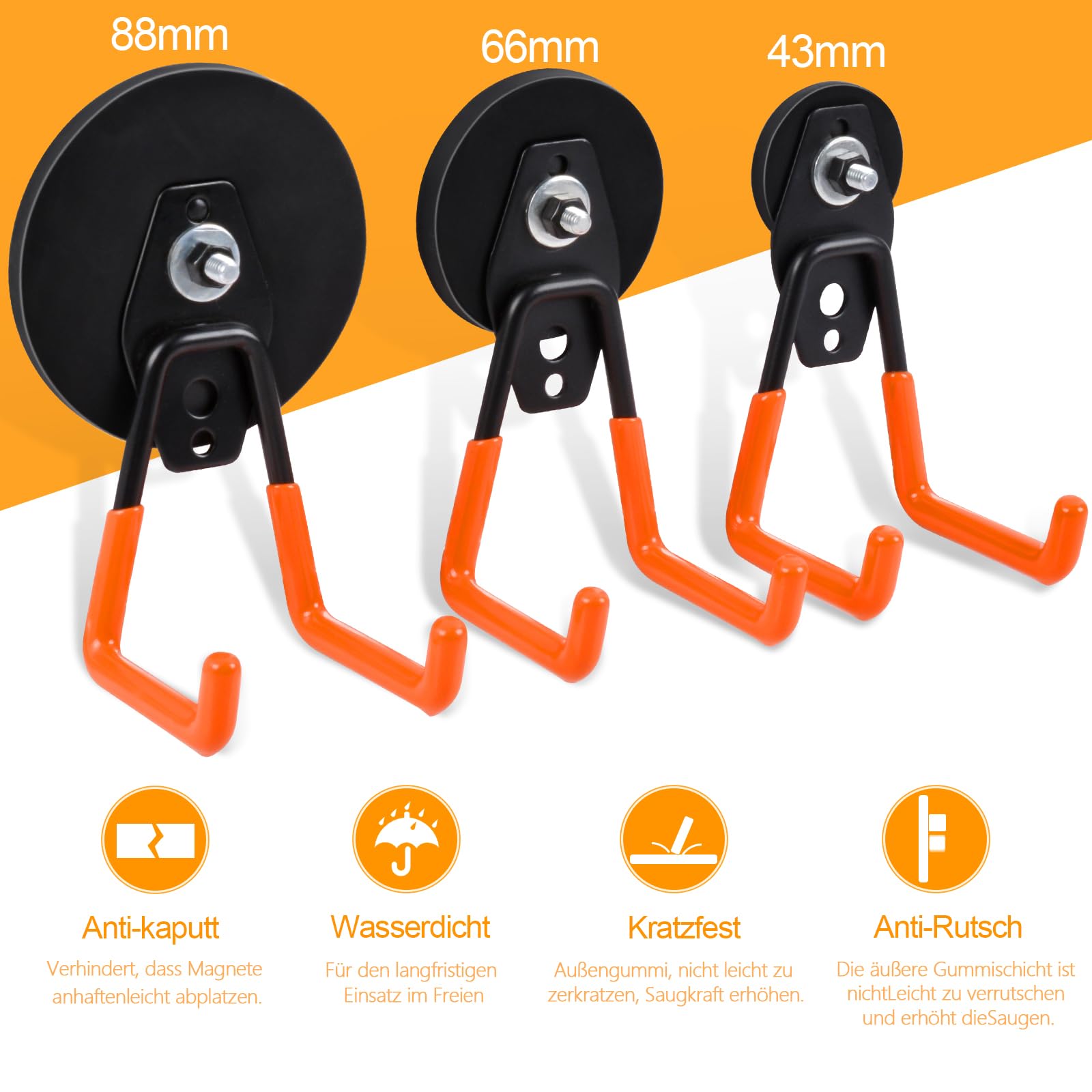 FPMYB Magnetische haken, extra sterk, 88 mm sterke magneten met haken, magnetische haken voor keuken, garage, koelkast, gordijnen, klaslokaal