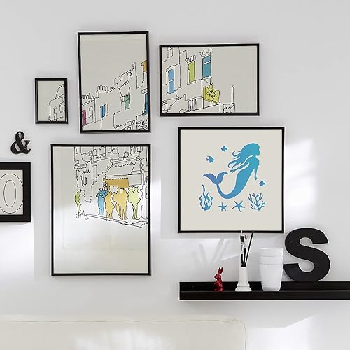 Miniatura 6 de GORGECRAFT Plantillas de sirena de coral, plantas acuáticas, estrellas de mar, peces de mar, criaturas marinas, reutilizables, 7.1 x 7.1 in,