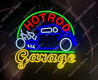 Queen Sense 24"x20" Hot Rods Garage Car LED Sign Light Neon Signs Lights Wall Party Decor Lamp With Dimmer A124HRGCS-XLED