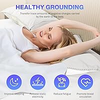 Vista 4 de Hojas de conexión a tierra tamaño queen, sábana ajustada con 10% fibra de plata pura y 90% algodón orgánico para cama con cable de conexión a tierra