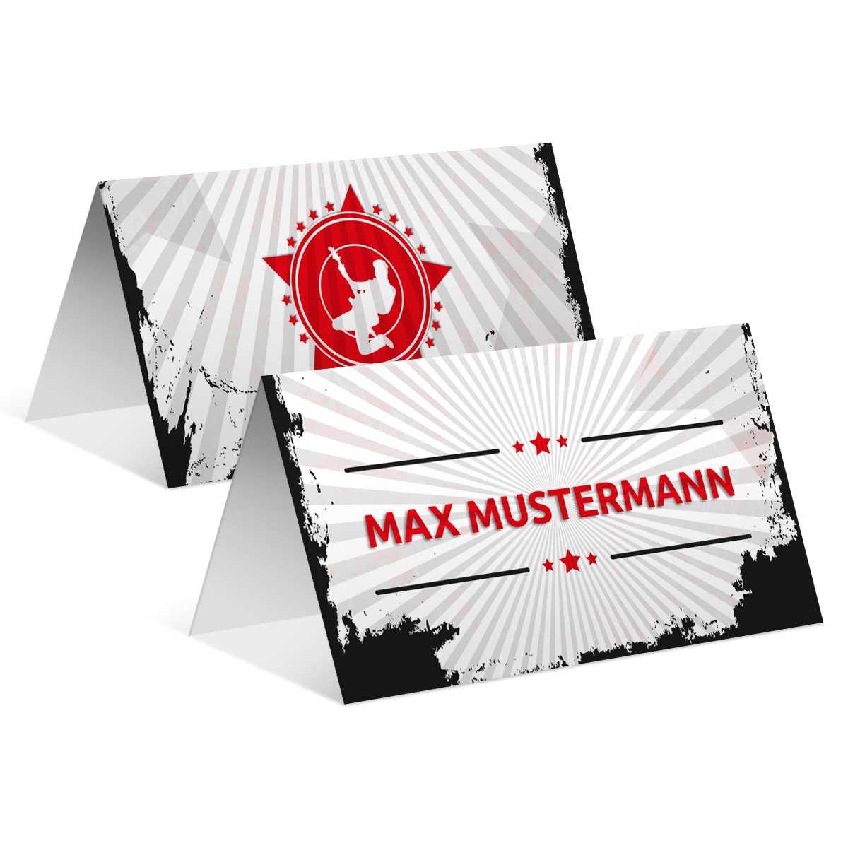Tischkarten Geburtstag Hochzeit (100 Stück) - Rock and Roll - Platzkarten Namenskarten