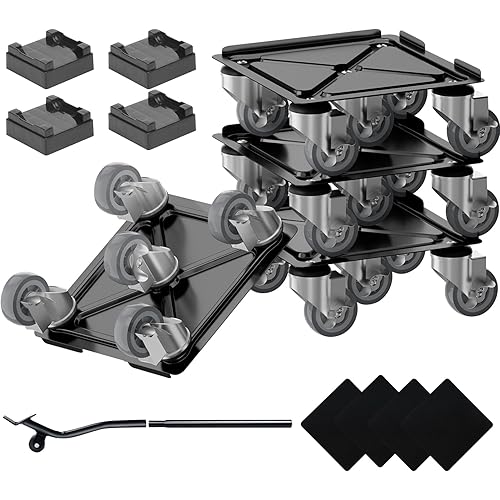 Furniture Lift Mover Tool Set - Furniture Dolly with 5 Heavy-Duty 360-Degree Swivel Universal Wheels and 2 Brakes - Ideal for Moving Carts, Appliances, Equipment, Piano - Max Up for:1000LB (L)