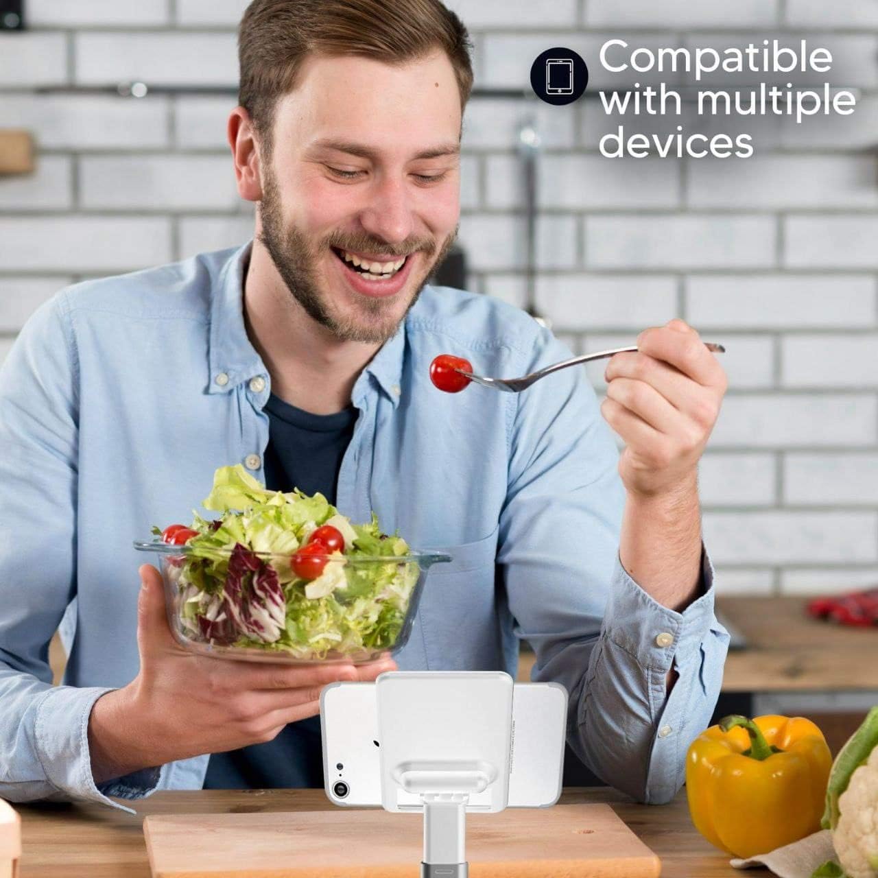 TALK WORKS Adjustable Cell Phone Mount for Desk - Flexible Smartphone & Tablet Holder Stand for Desktop, Office, Home, Tabletop (White) : Everything Else