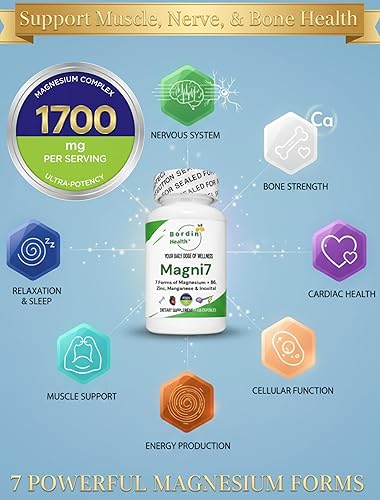 Miniatura 5 de Magni7 - 7 formas de magnesio con vitamina B6, zinc, manganeso e inositol - 500 mg de magnesio elemental - Apoya la energía, el sueño, el estrés,