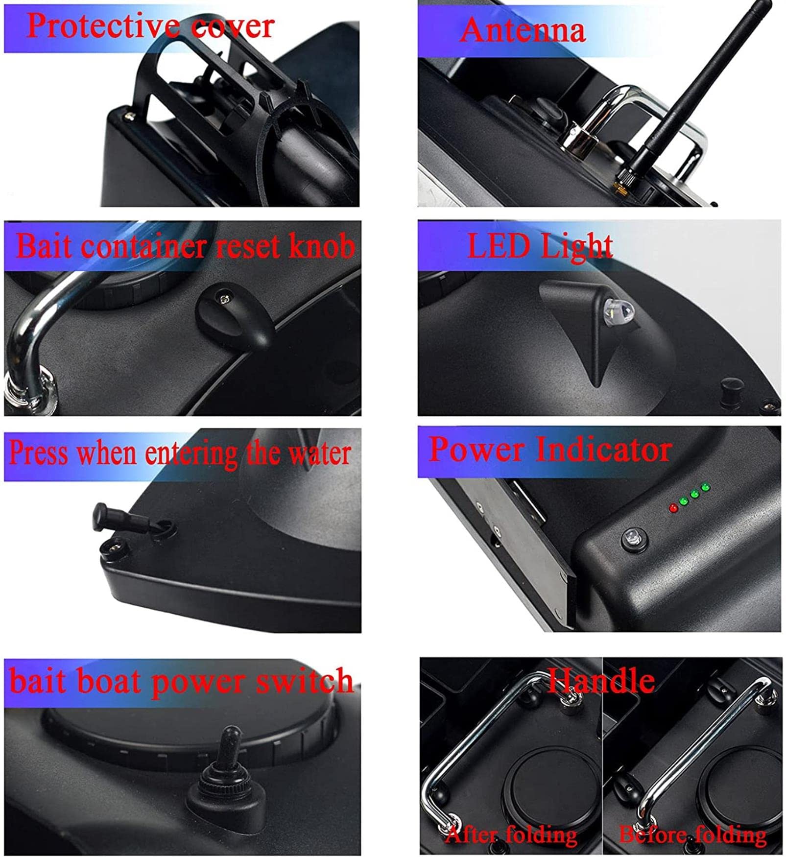 Barco Cebador, RC Barco Teledirigido de Pesca 500m de Distancia GPS Control Remoto con Motor y Batería de 9600mAh para Ríos y Lagos, Barco de Cebo Inteligente con Bolso de Almacenamiento