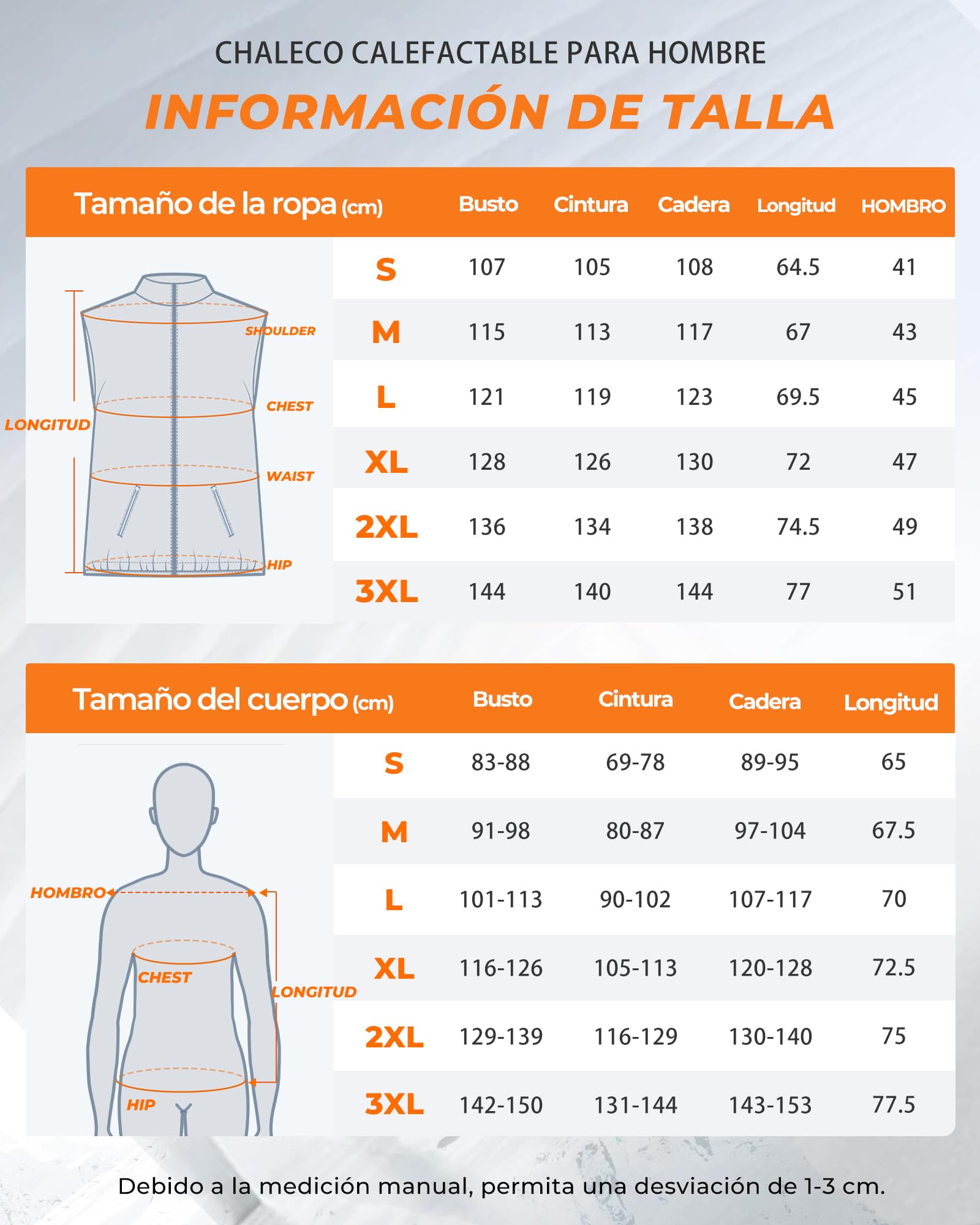 Topdot Chaleco Calefactable Hombre, Chaleco Calefacción Eléctrica con Batería de 7.4V 16000mAh Incluidas, 8 Zonas de Calentamiento, Chalecos de Invierno Cálidos para Exteriores, Senderismo, Acampada