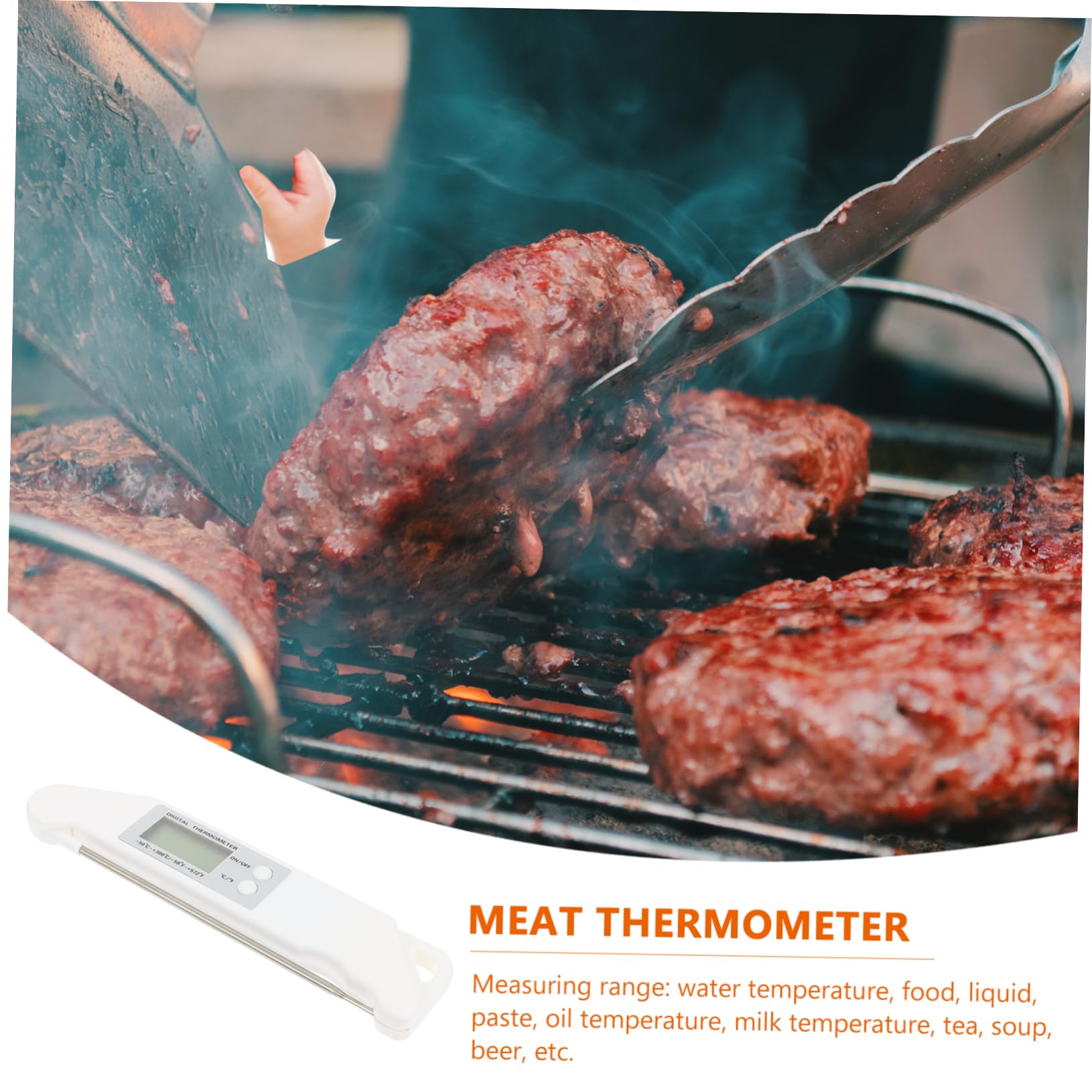 OUNONA 3piezas Termómetro Digital De Cocina Para Barbacoa y Alimentos Lectura Instantánea Para Carnes Aceites y Bebidas De Inoxidable Pantalla Clara