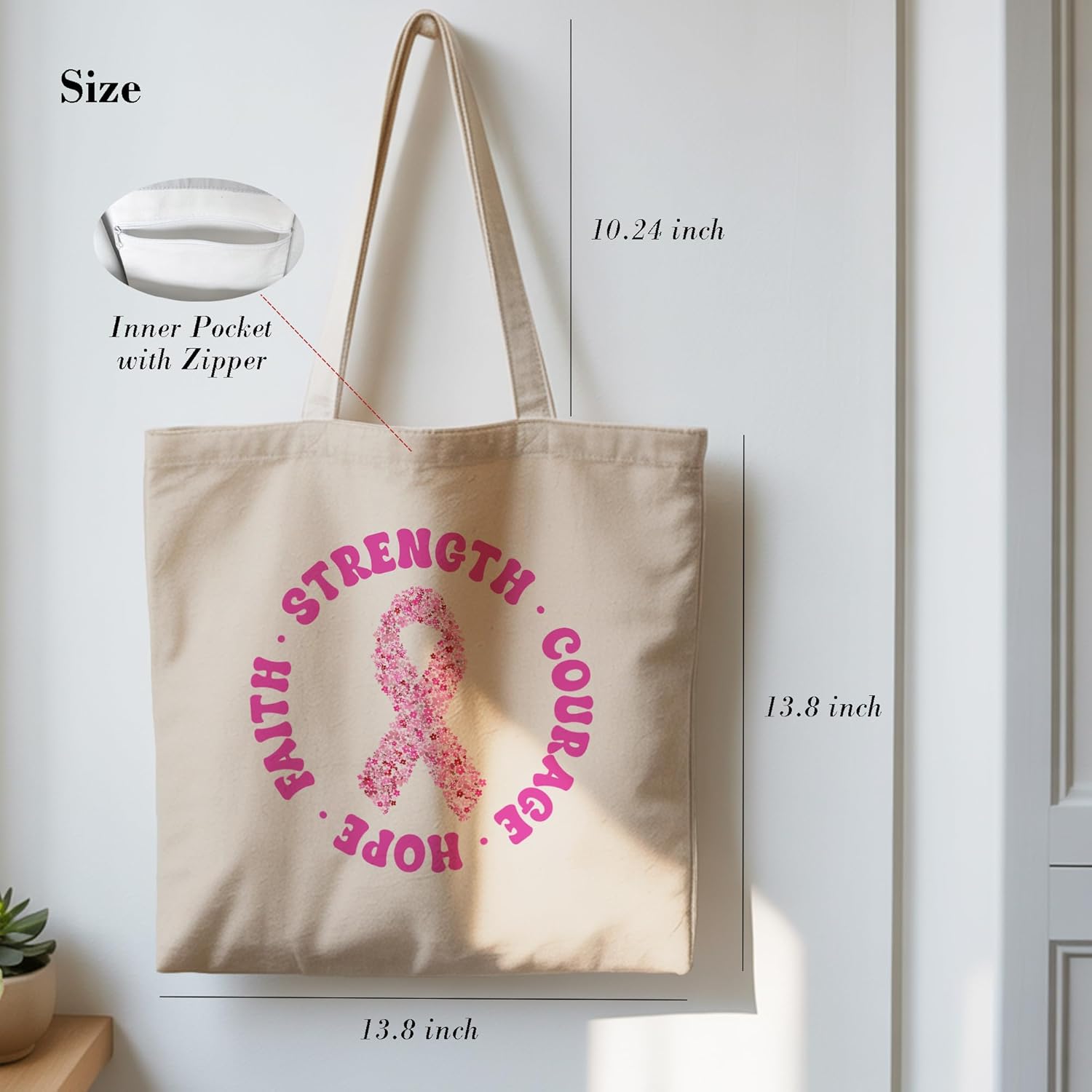 Aesthetic Inspirational Gift Tote Bag, Gifts for Grandma Mom Friend Canvas Bag with Inner Pocket - Image 5