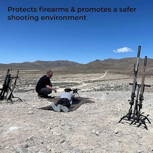 Devos Outdoor Rangerack | Portable Rifle Shotgun And Bow Stand | Ultralight Compact Folding Design | Stable For 1 To 4 Firearms Or Compound Bows | Weather Resistant Aluminum Frame #TOP2
