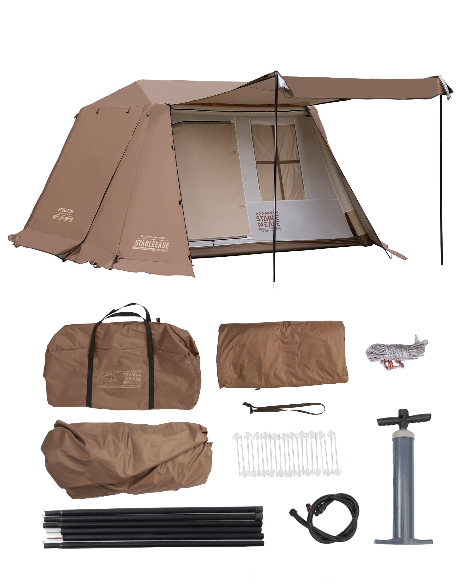 Inflatable Camping Tent 5-8 Person Quick Setup