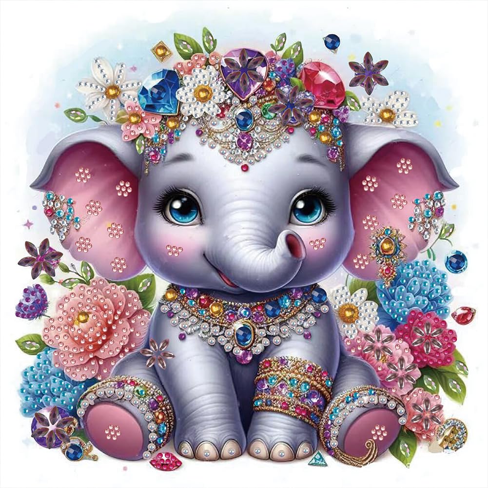 Fiorky 5D DIY Diamond Art Painting Kits fortial Special Shaped Cute Elephant Drill Diamond Painting Diamond Art Kits for Home Wall Decor Gifts