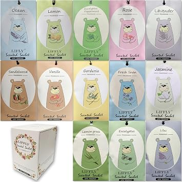 14 Packs Scented Sachets Bags for Drawers and Closets 13 Scents Gift Box