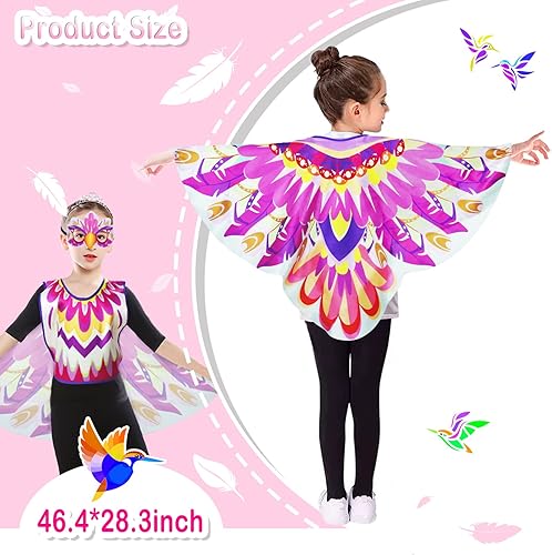 Miniatura 13 de iROLEWIN Chaleco de águila y alas de pájaro, disfraz para niños y máscara de pájaro, disfraces para niños pequeños para jugar, regalos de fiesta