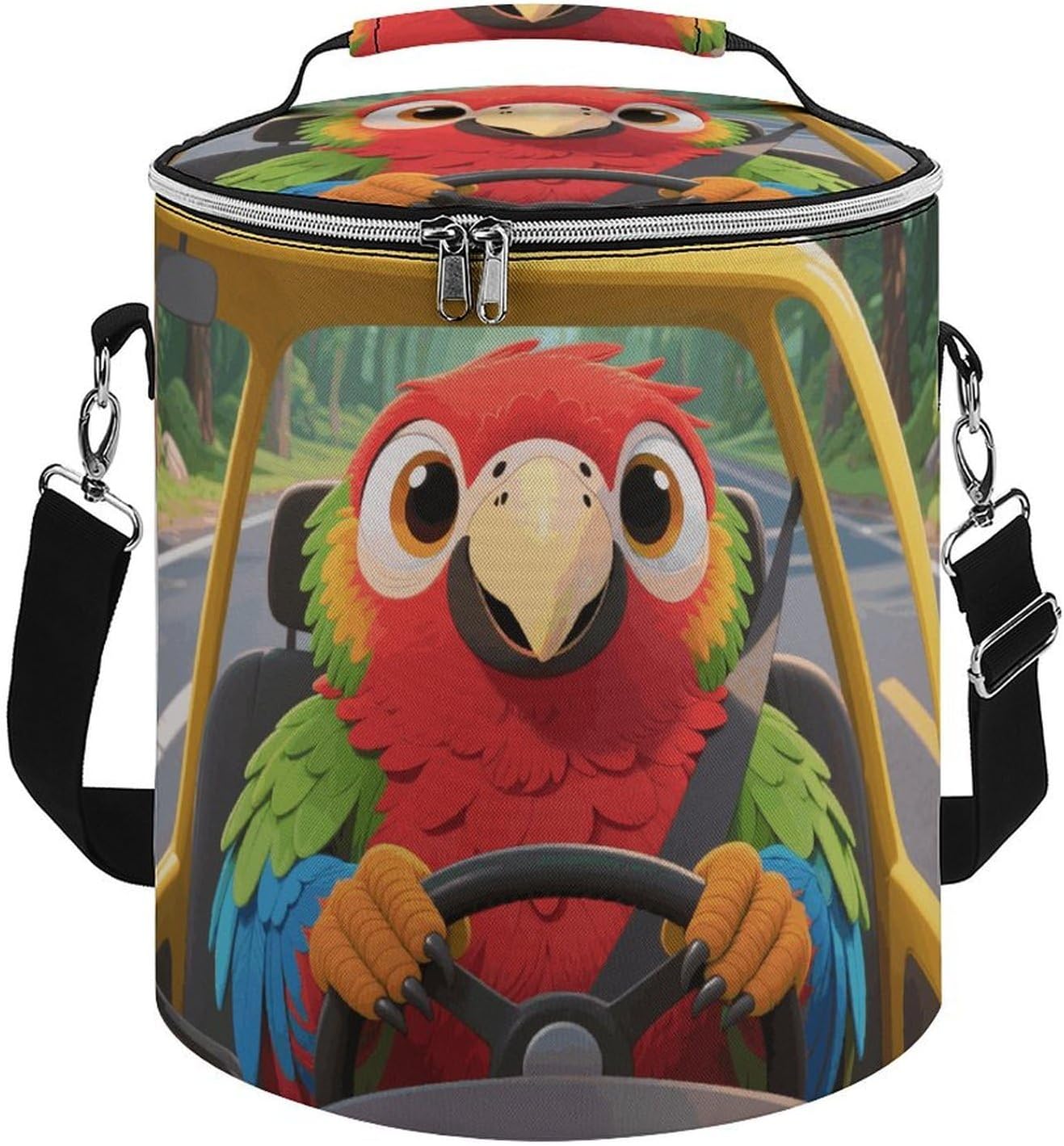 Parrot Drives Lunch Bag 15L, Insulated Picnic Basket with Leakproof Design - Large Cooler Tote for Camping, Beach, Hiking & Groceries
