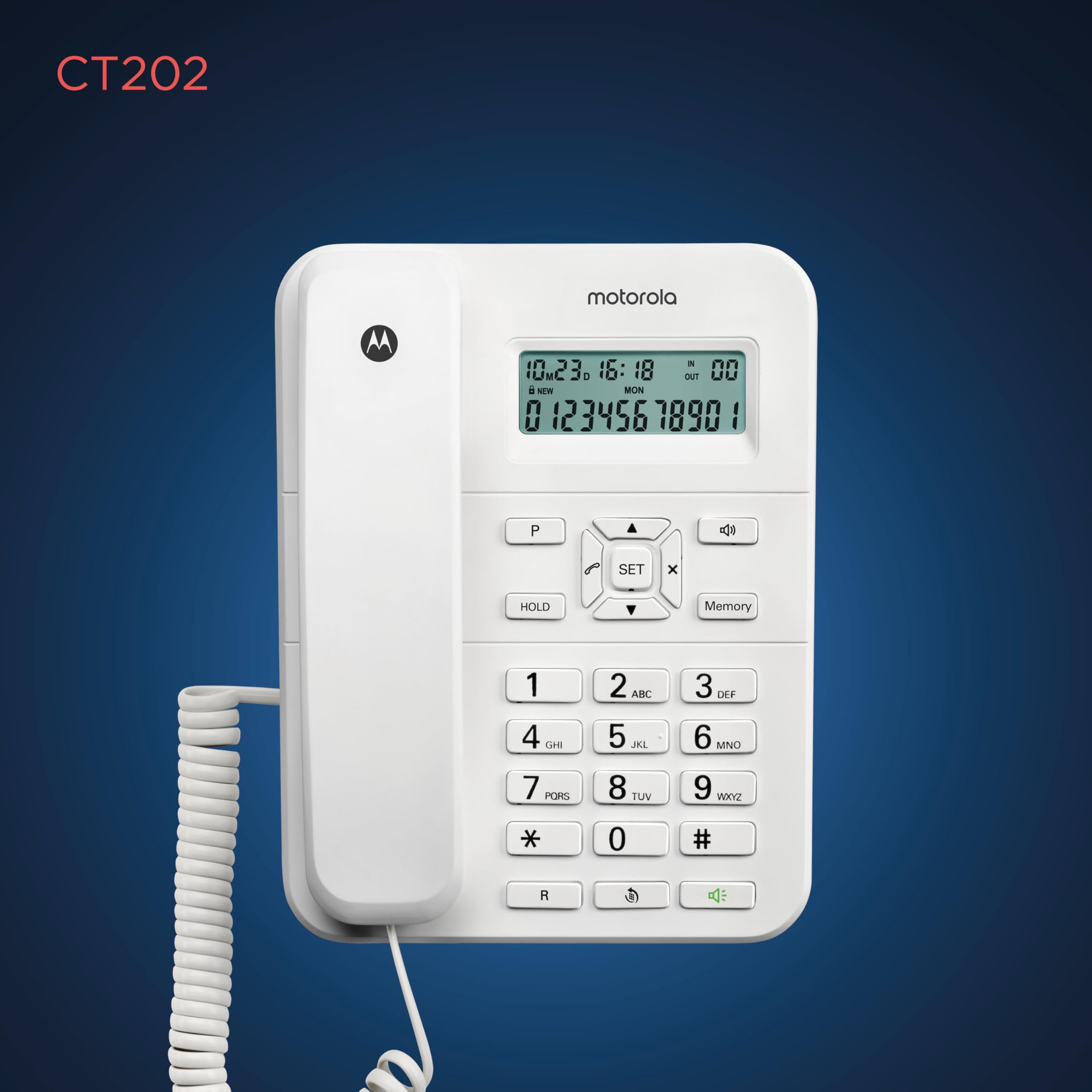 Motorola Voice - CT202 Teléfono con Cable, 10 Teclas de Memoria, Altavoz Manos Libres, Música de Espera, Identificación de Llamadas, Rellamada al Último Número - Color Blanco - 3
